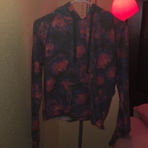 Floral Primt Crop-Top Hoodie
